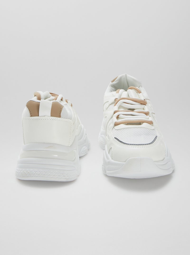 Tweekleurige sneakers met dikke zool WIT - Kiabi