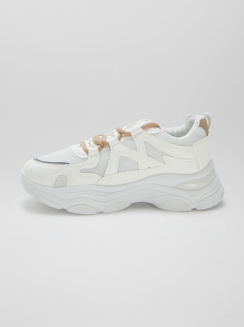 Tweekleurige sneakers met dikke zool WIT - Kiabi