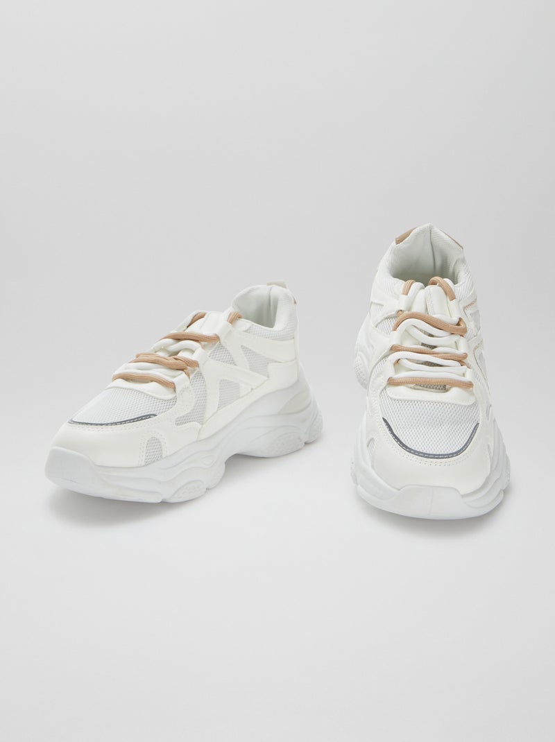 Tweekleurige sneakers met dikke zool WIT - Kiabi
