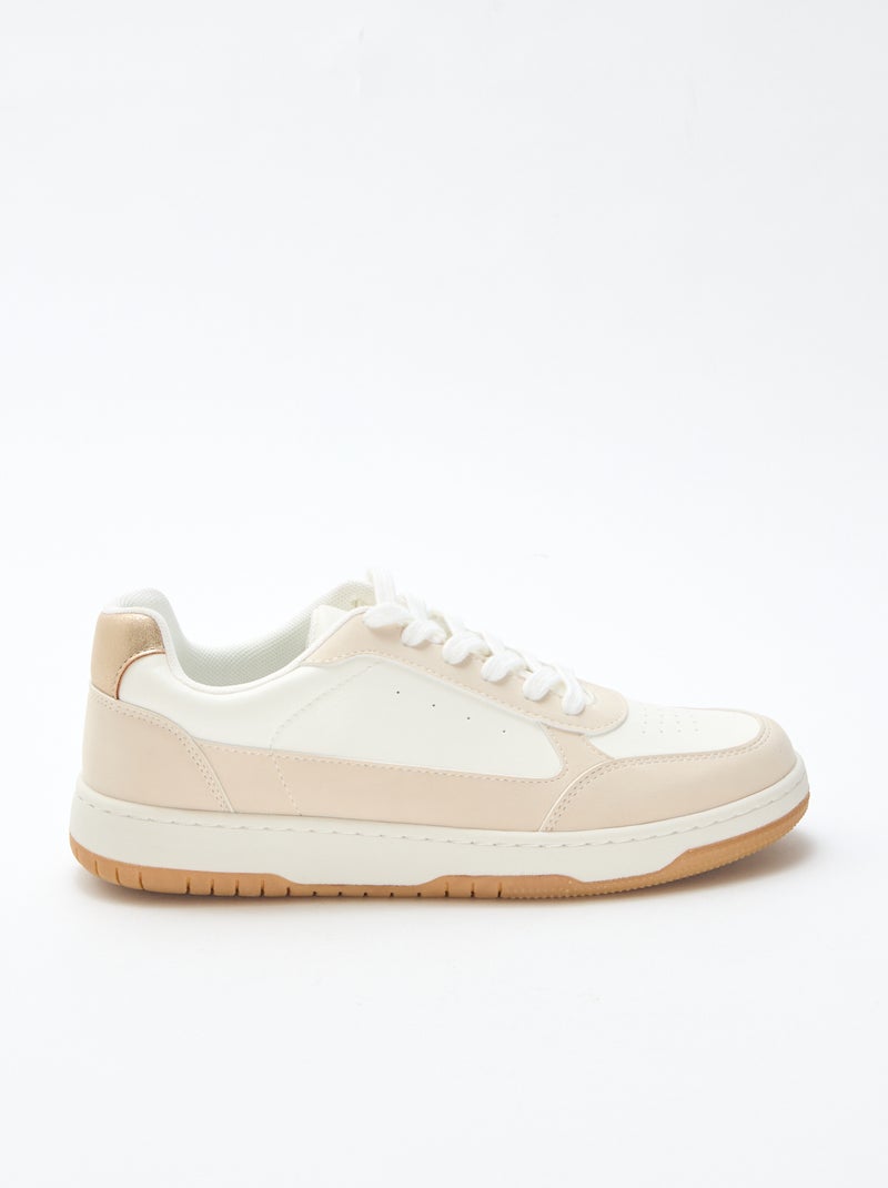 Tweekleurige sneakers met goudkleurige details Biege - Kiabi