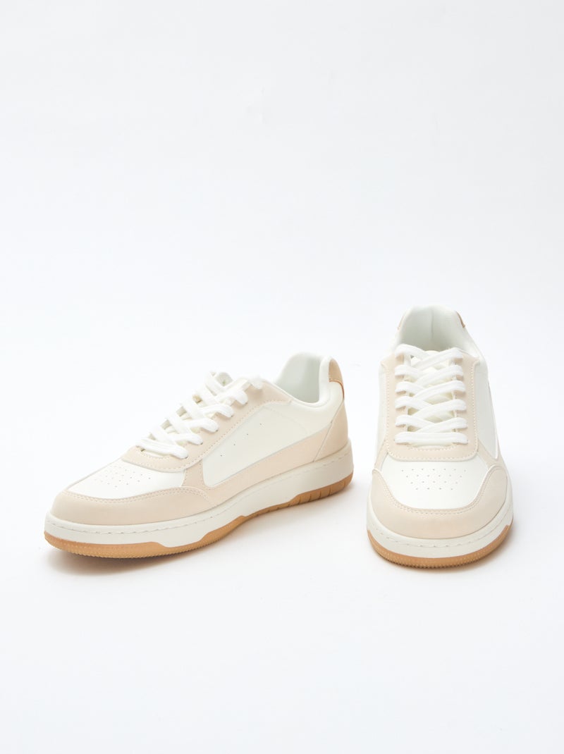 Tweekleurige sneakers met goudkleurige details Biege - Kiabi