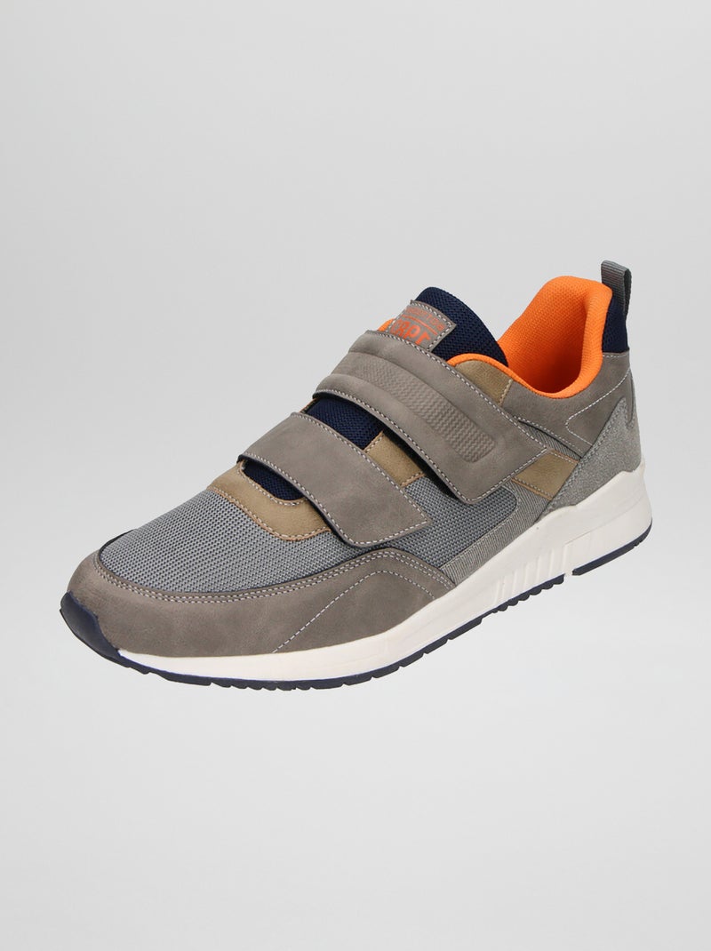Tweekleurige sneakers met klittenband BIEGE - Kiabi