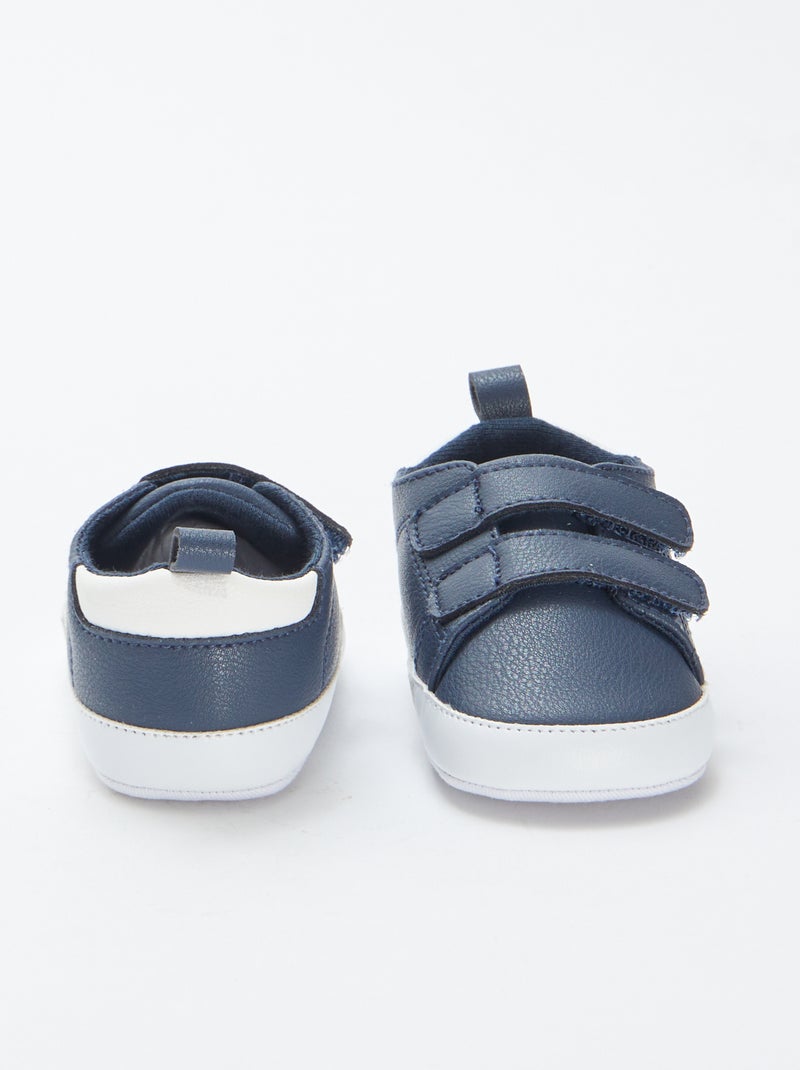 Tweekleurige sneakers met klittenband Blauw - Kiabi