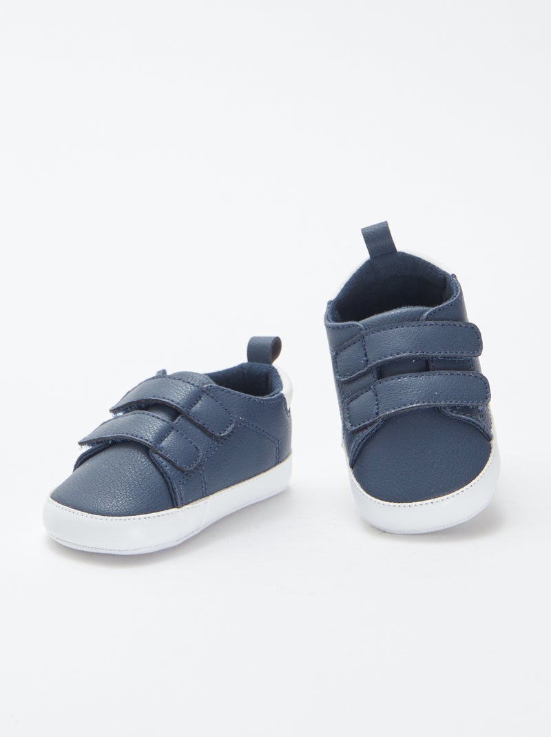 Tweekleurige sneakers met klittenband Blauw - Kiabi
