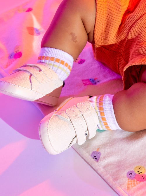 Tweekleurige sneakers met klittenband - Kiabi