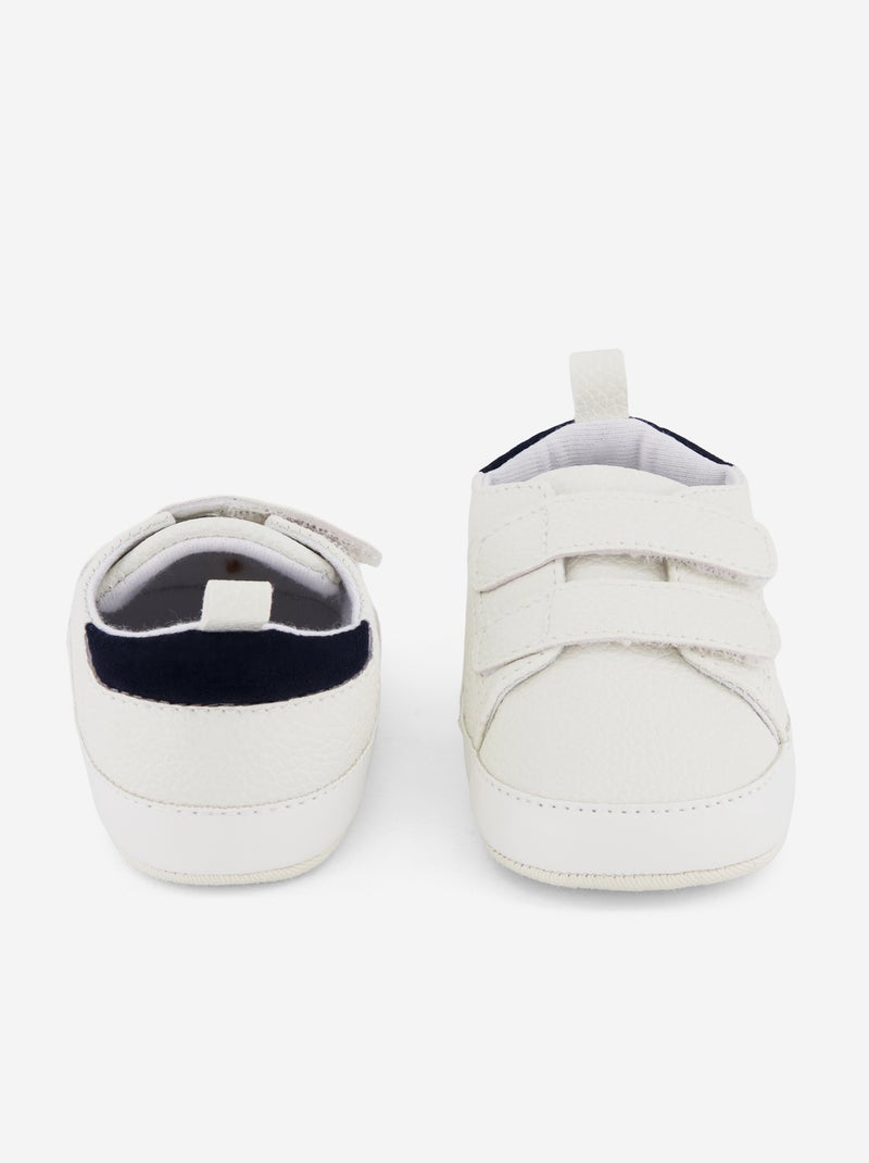 Tweekleurige sneakers met klittenband sneeuw wit - Kiabi