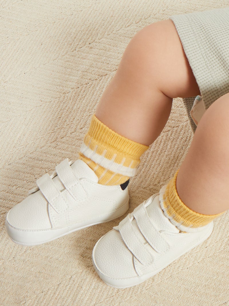 Tweekleurige sneakers met klittenband sneeuw wit - Kiabi