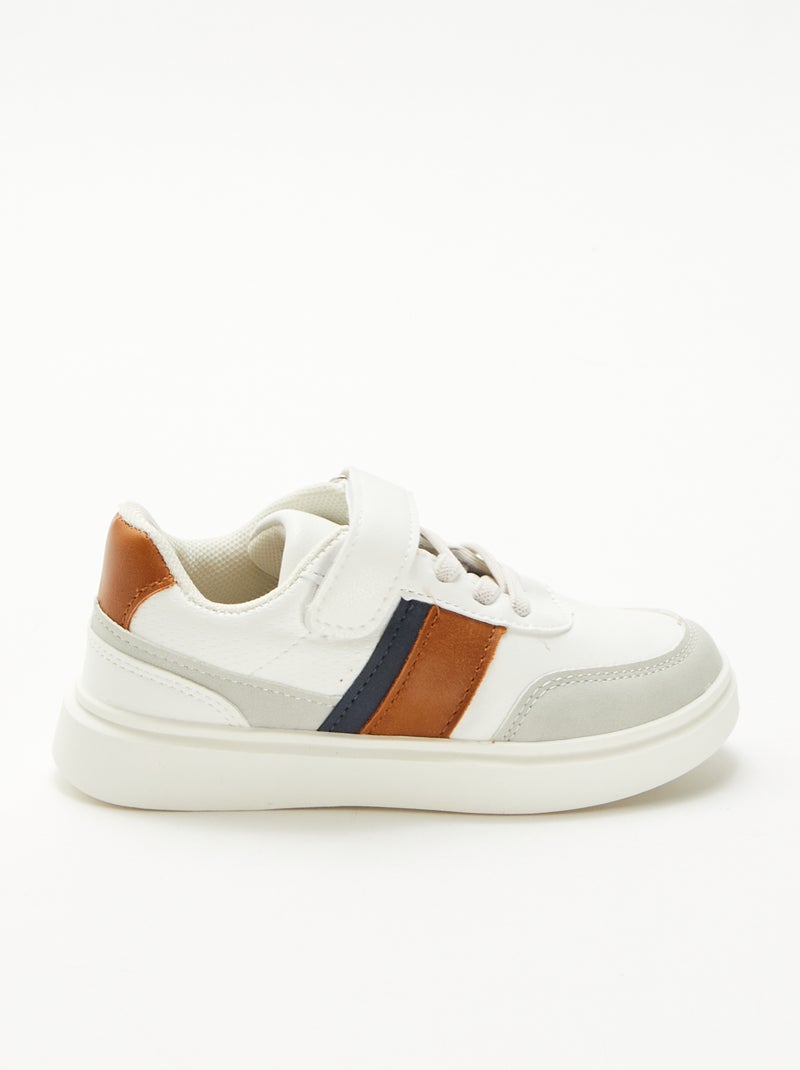 Tweekleurige sneakers met klittenband Wit - Kiabi