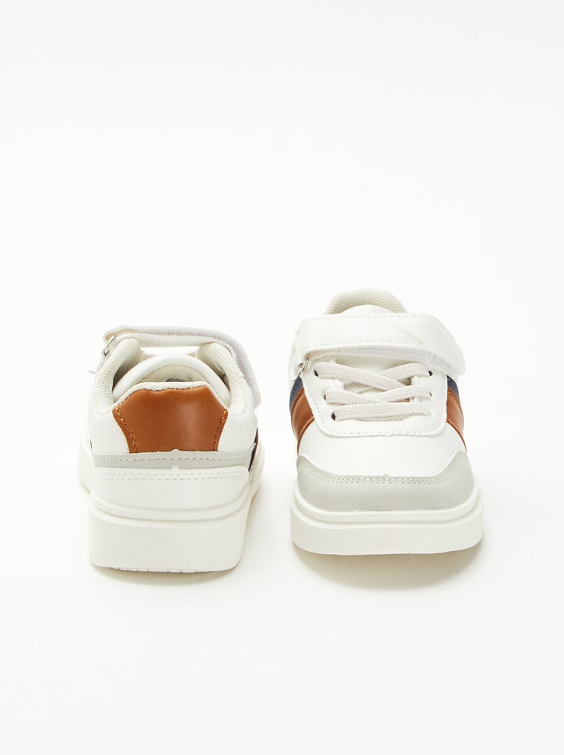 Tweekleurige sneakers met klittenband Wit - Kiabi