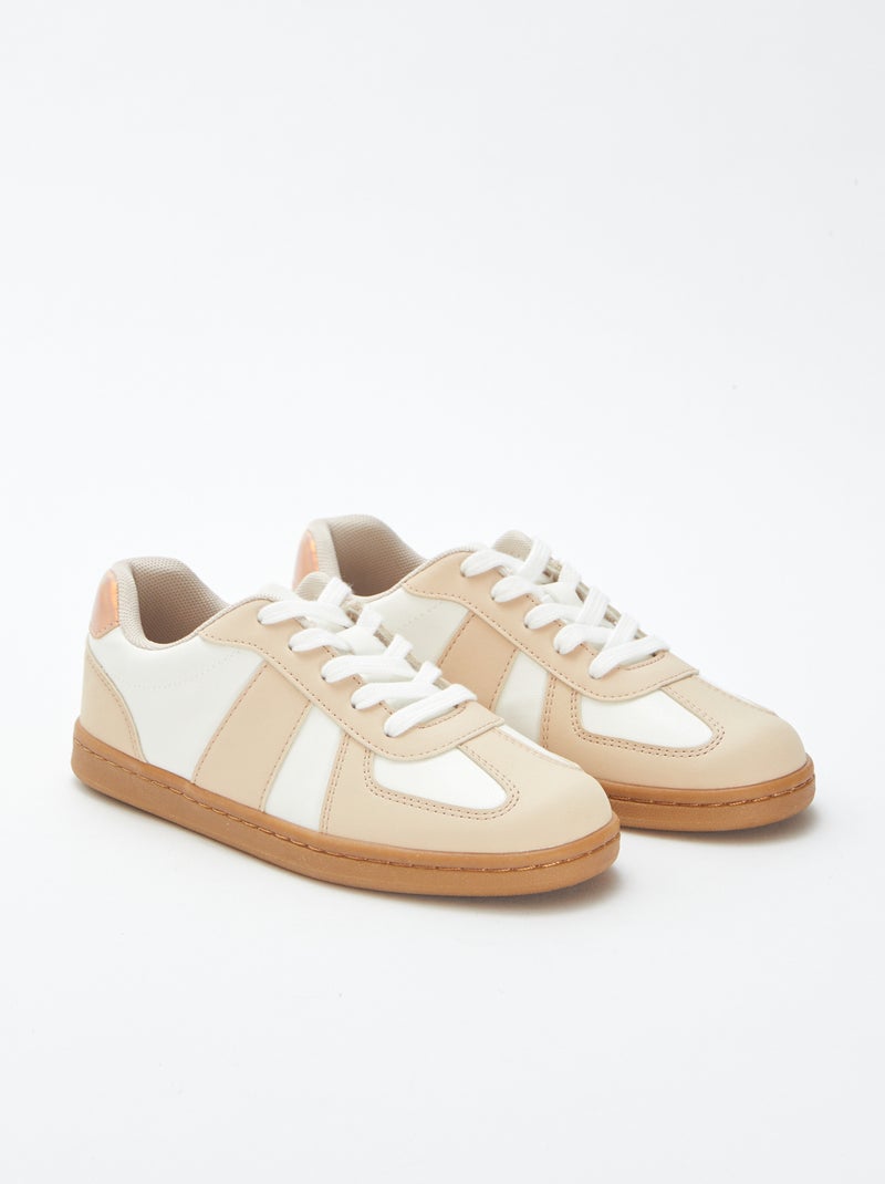 Tweekleurige sneakers met veters BIEGE - Kiabi