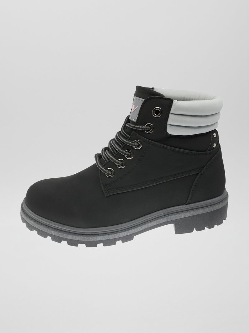 Tweekleurige stoere boots ZWART - Kiabi