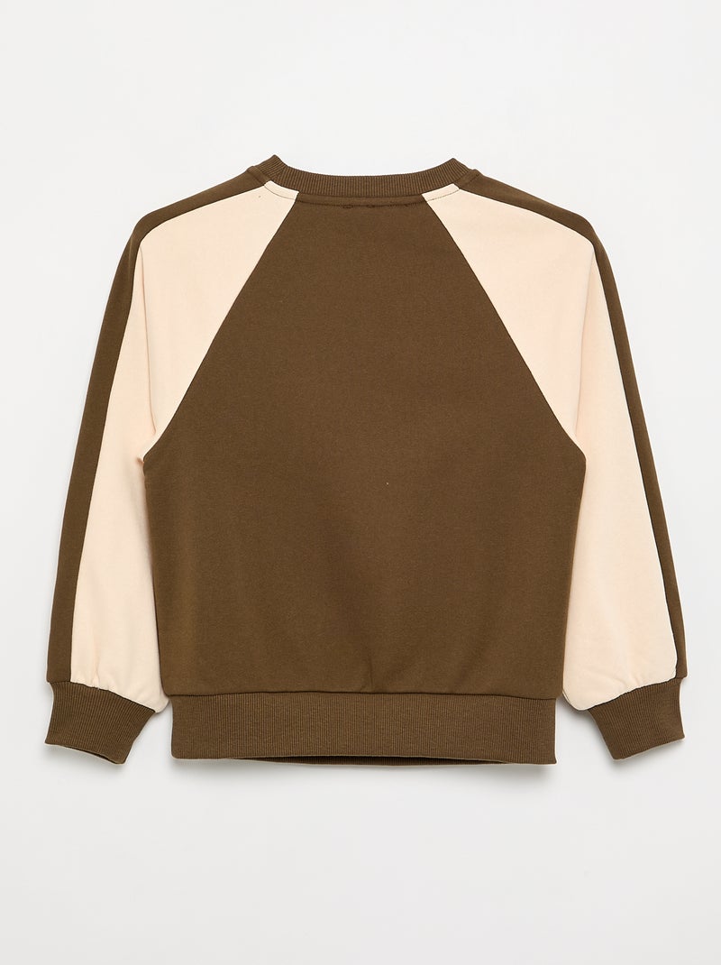 Tweekleurige sweatshirt met print Kaki - Kiabi