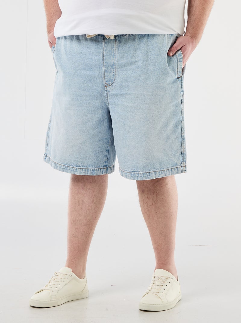 Twill bermuda met trekkoordjes Blauw - Kiabi