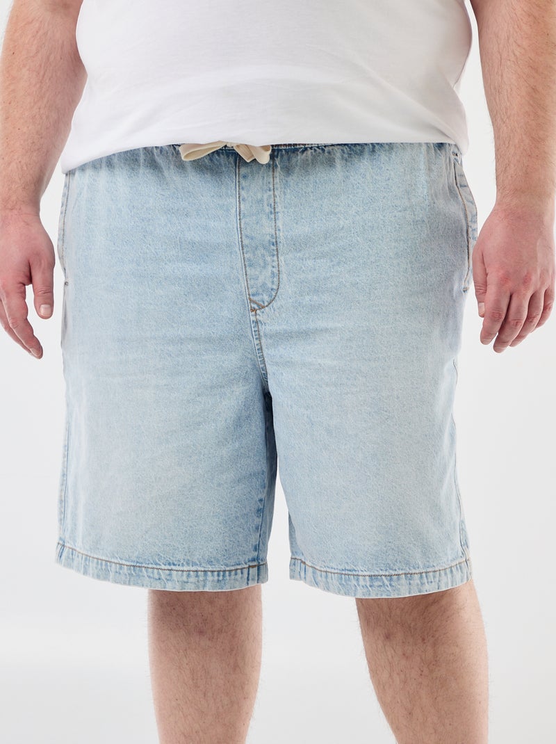 Twill bermuda met trekkoordjes Blauw - Kiabi