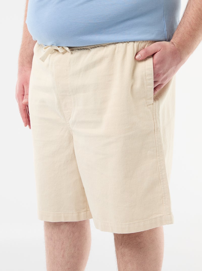 Twill bermuda met trekkoordjes Wit - Kiabi