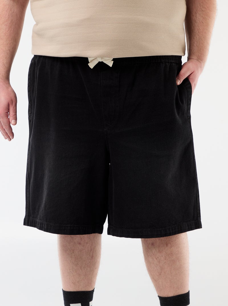 Twill bermuda met trekkoordjes Zwart - Kiabi