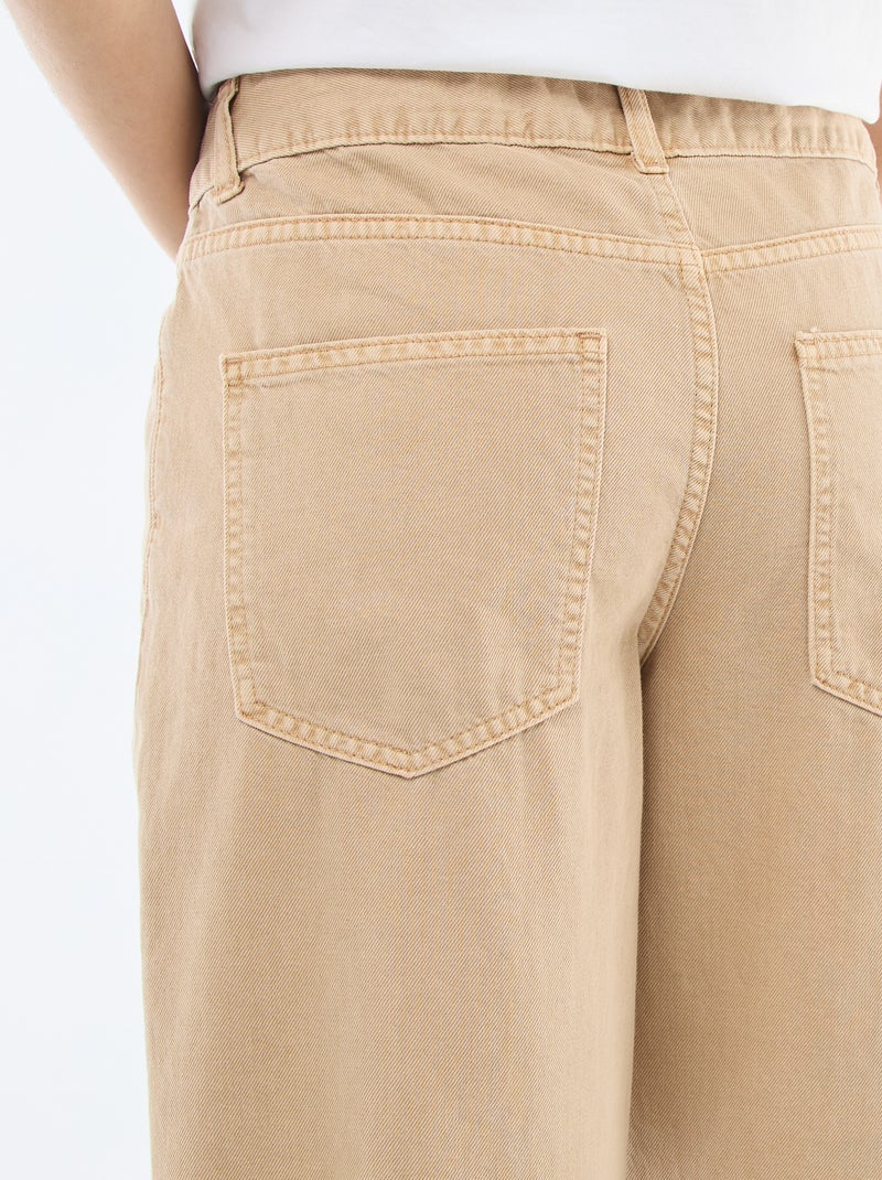 Twill broek met asymmetrische opening Biege - Kiabi