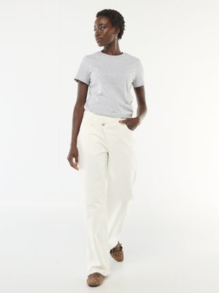 Twill broek met asymmetrische opening