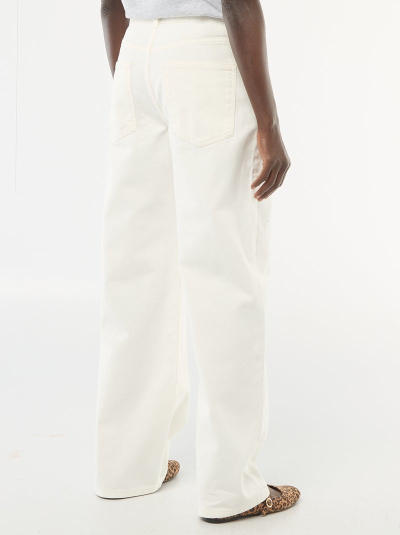 Twill broek met asymmetrische opening Biege - Kiabi