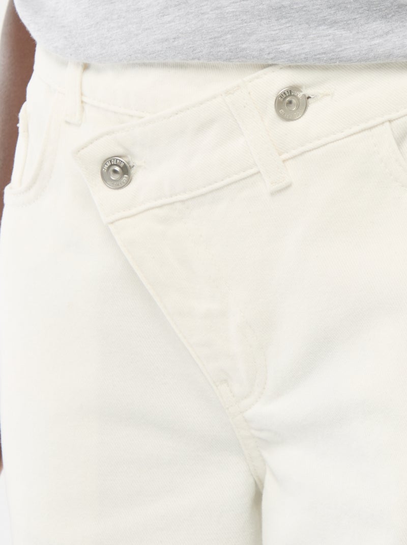 Twill broek met asymmetrische opening Biege - Kiabi