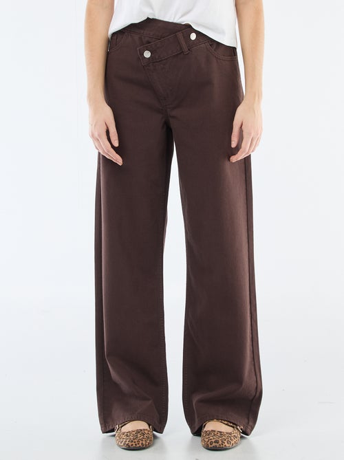 Twill broek met asymmetrische opening - Kiabi