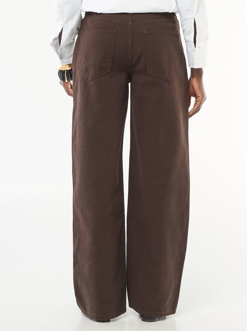 Twill broek met asymmetrische opening Bruin - Kiabi
