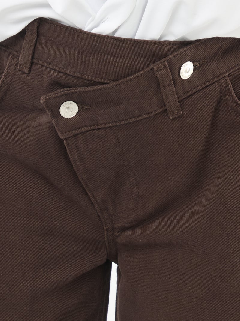 Twill broek met asymmetrische opening Bruin - Kiabi