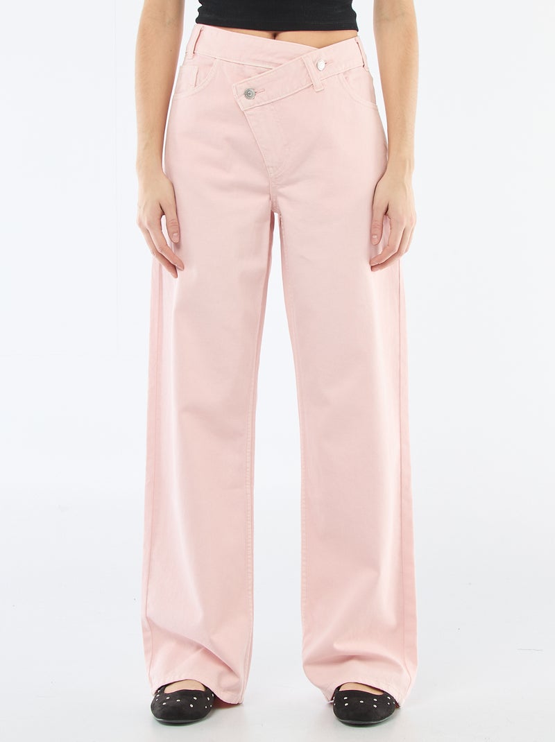 Twill broek met asymmetrische opening Rose - Kiabi