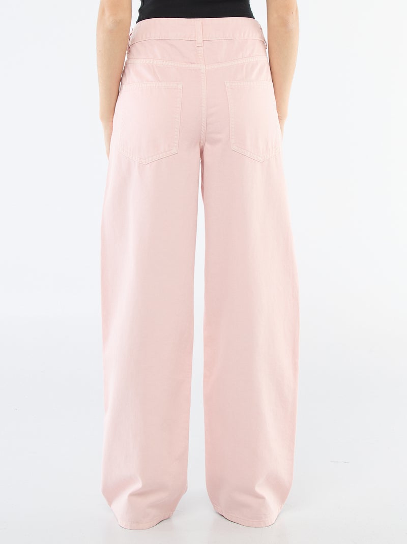 Twill broek met asymmetrische opening Rose - Kiabi