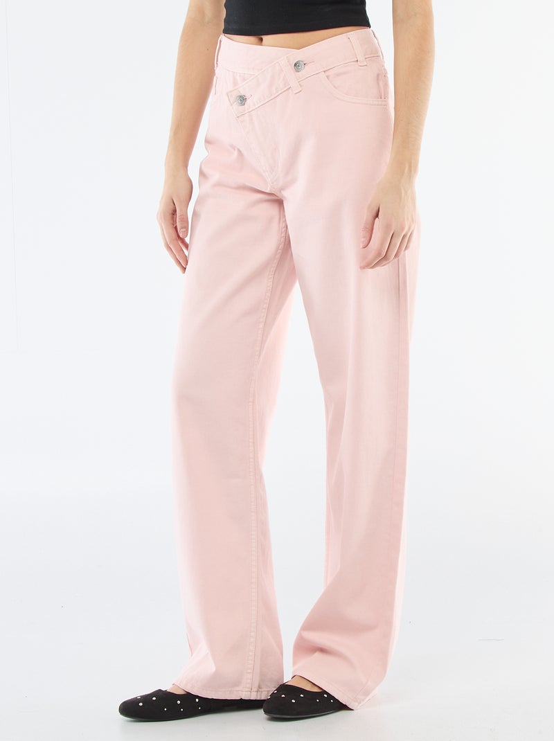 Twill broek met asymmetrische opening Rose - Kiabi