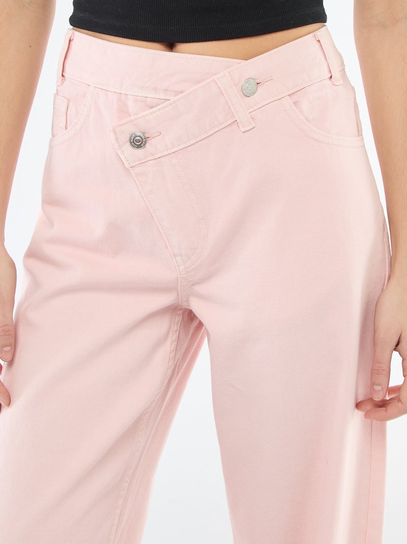 Twill broek met asymmetrische opening Rose - Kiabi