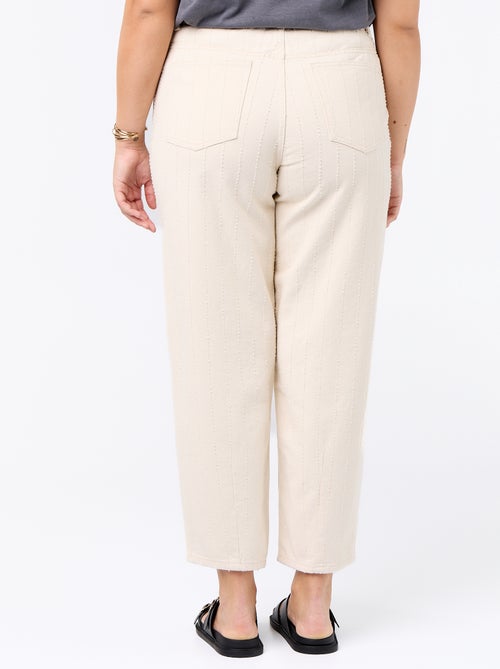 Twill broek met verticale, speelse slijtageplekken - Kiabi