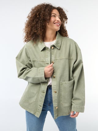 Twill overshirt met 2 opgestikte zakken