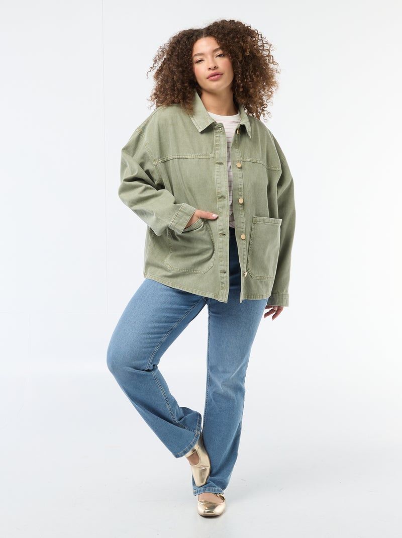 Twill overshirt met 2 opgestikte zakken Kaki - Kiabi