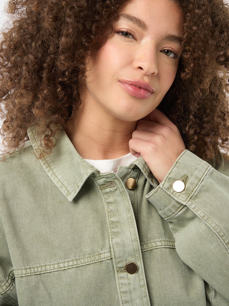 Twill overshirt met 2 opgestikte zakken Kaki - Kiabi