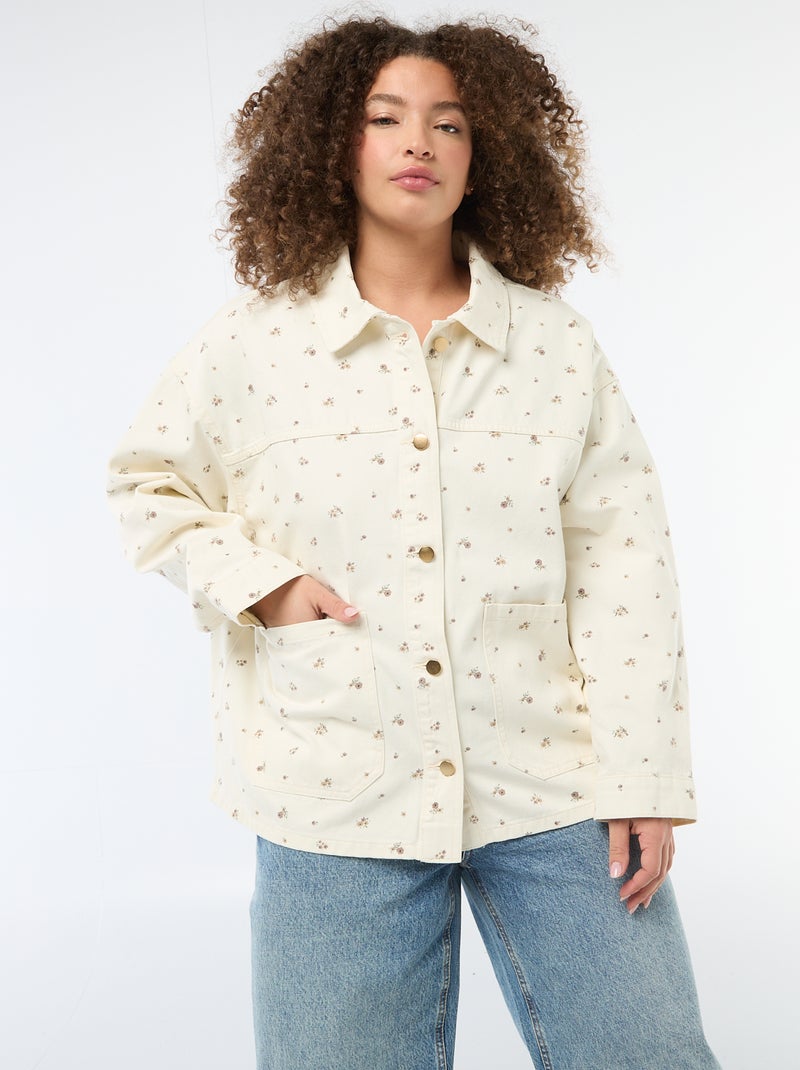 Twill overshirt met 2 opgestikte zakken Wit - Kiabi