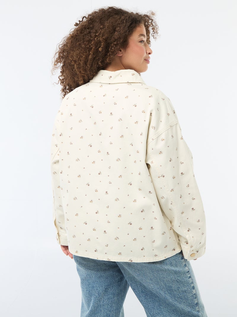 Twill overshirt met 2 opgestikte zakken Wit - Kiabi