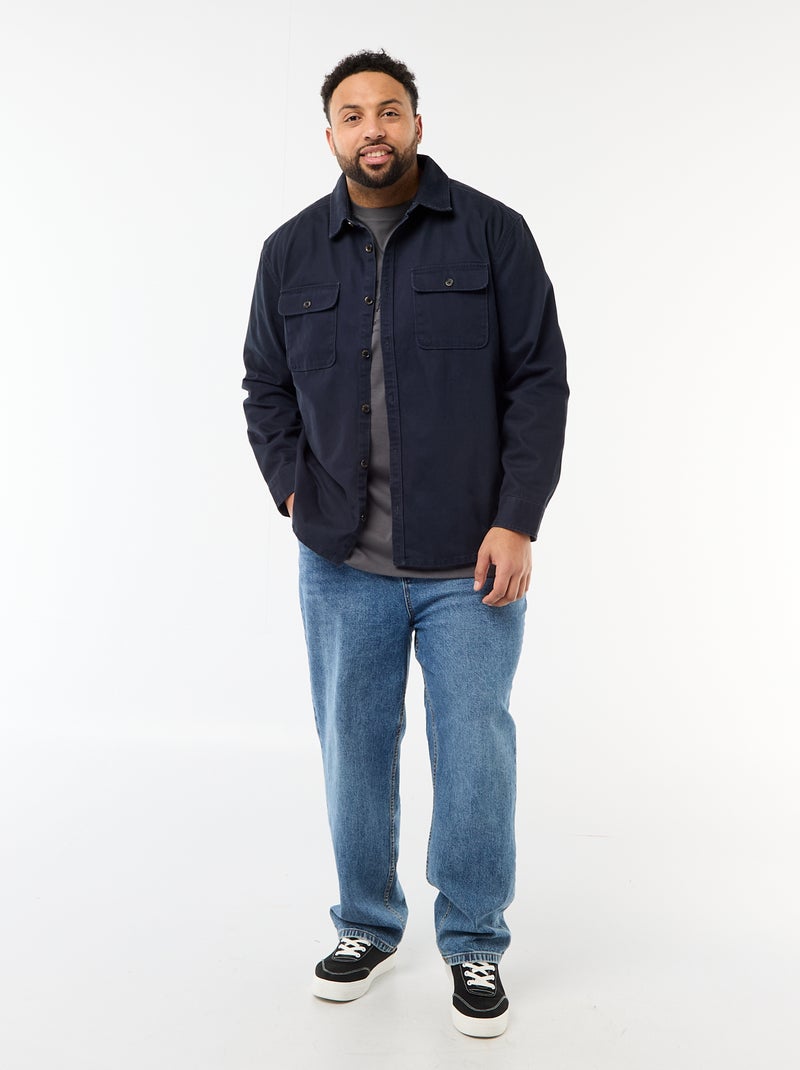 Twill overshirt met borstzakken met klep Blauw - Kiabi