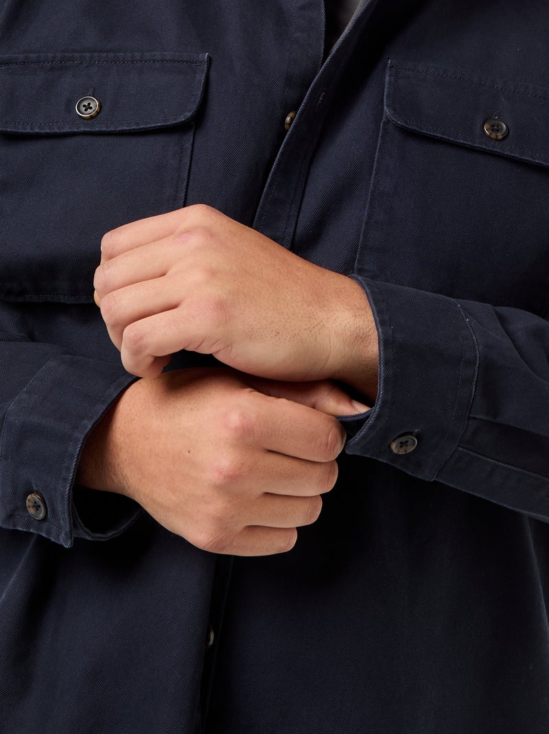 Twill overshirt met borstzakken met klep Blauw - Kiabi