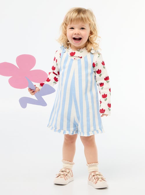 Twill short jumpsuit met bretellen - Kiabi