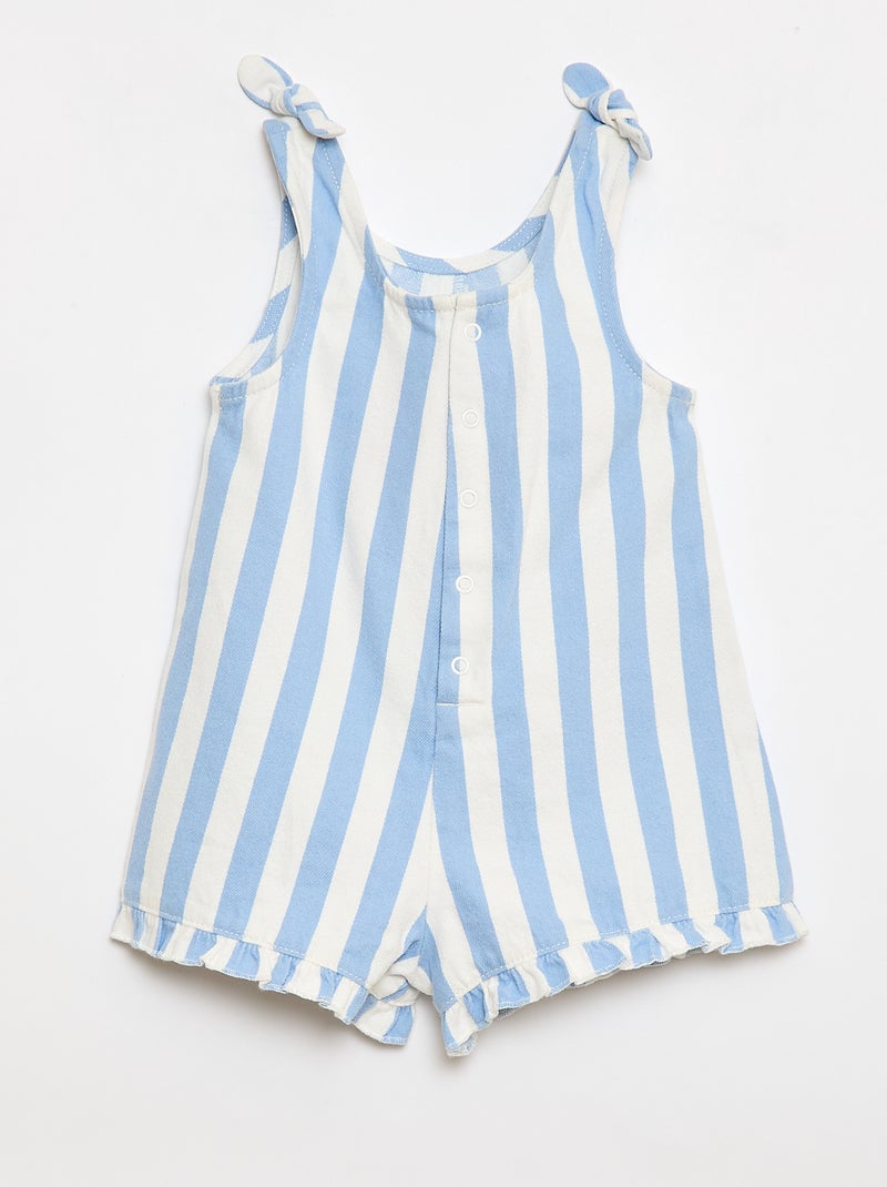 Twill short jumpsuit met bretellen Blauw - Kiabi