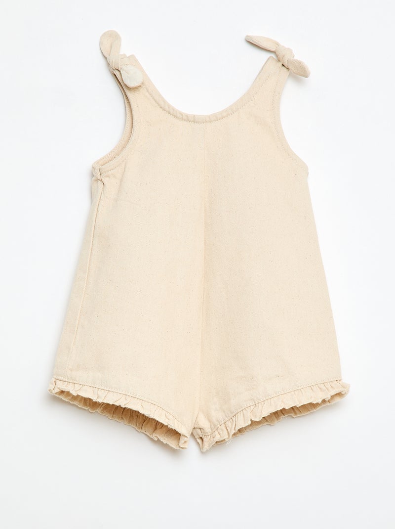 Twill short jumpsuit met bretellen Wit - Kiabi