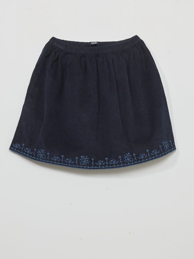 Uitlopende rok van corduroy BLAUW - Kiabi