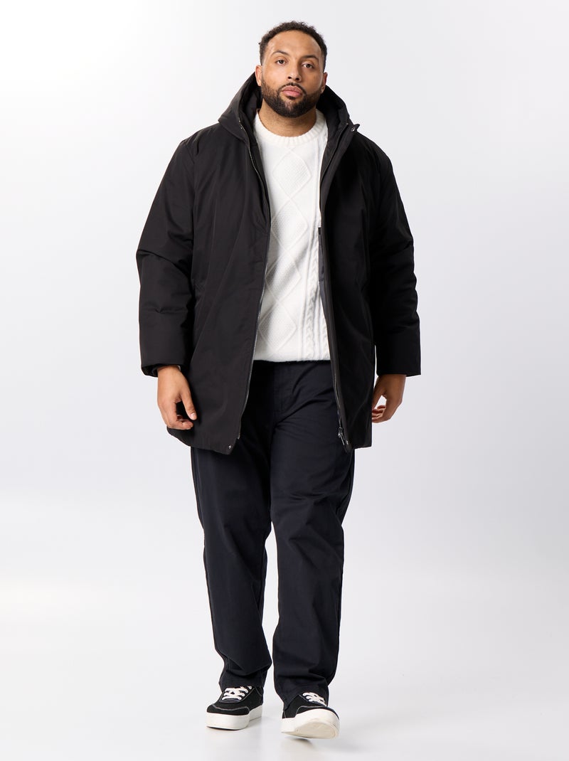 Unie parka met capuchon Zwart - Kiabi