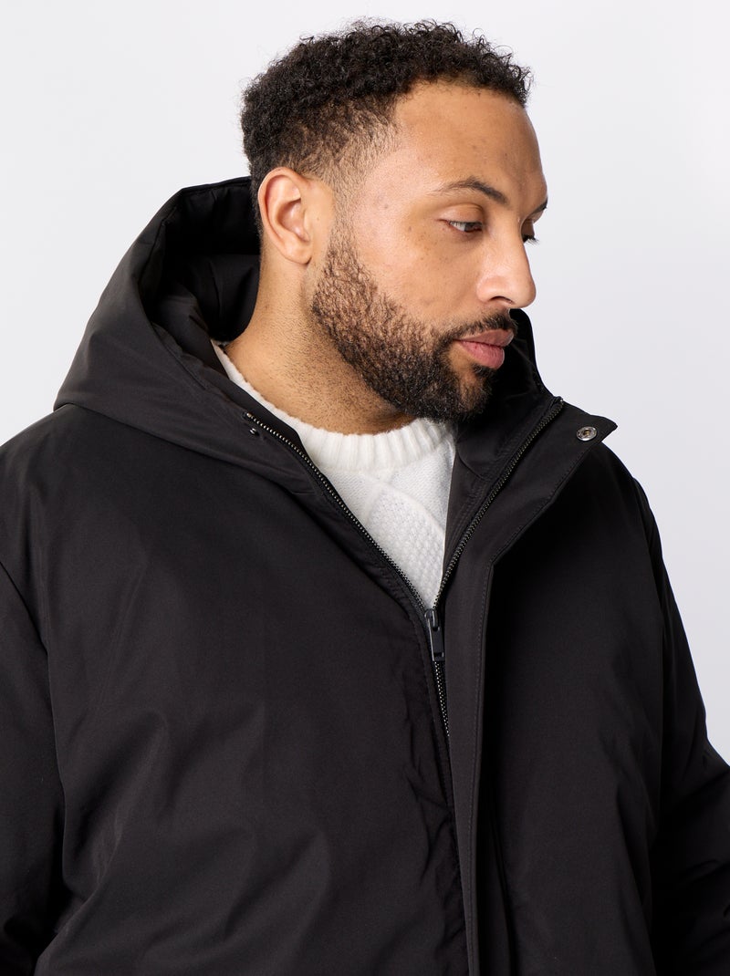 Unie parka met capuchon Zwart - Kiabi