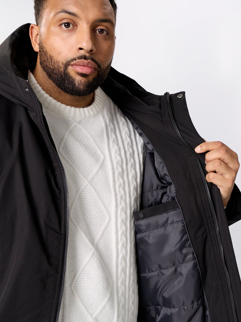 Unie parka met capuchon Zwart - Kiabi