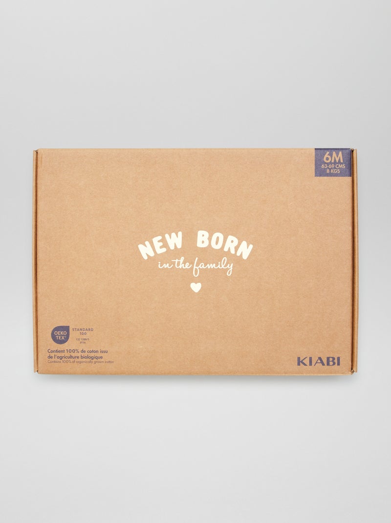 Uniseks geboortebox 'New born in the family' - 6 stuks BIEGE - Kiabi