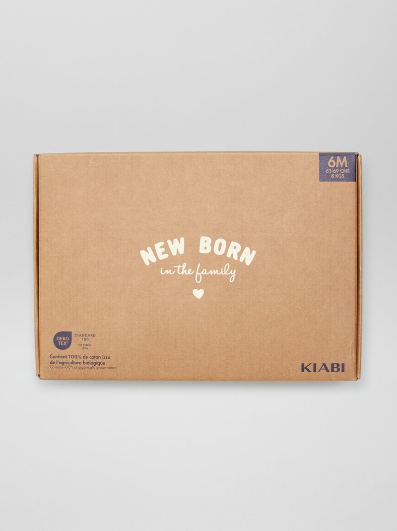Uniseks geboortebox 'New born in the family' - 6 stuks BIEGE - Kiabi
