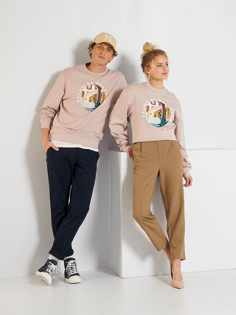 Uniseks sweater met tekstopdruk 'Palma de Mallorca' WIT - Kiabi