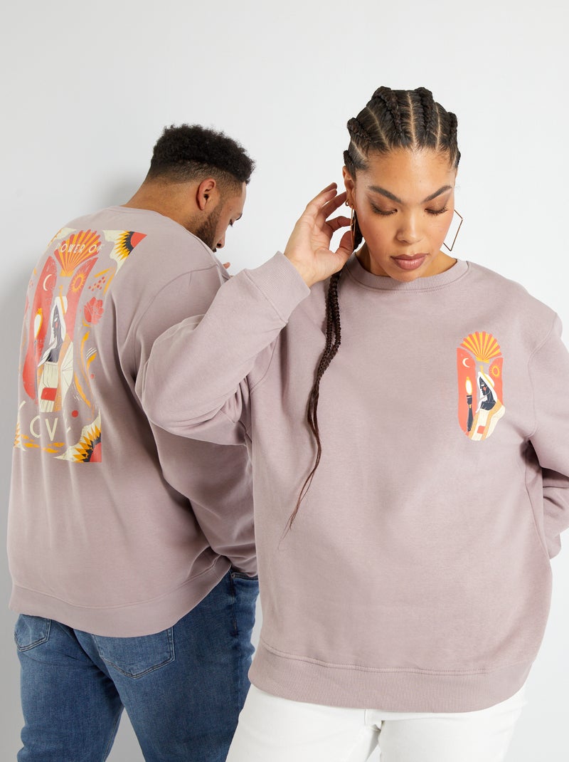 Uniseks sweater van joggingstof PAARS - Kiabi